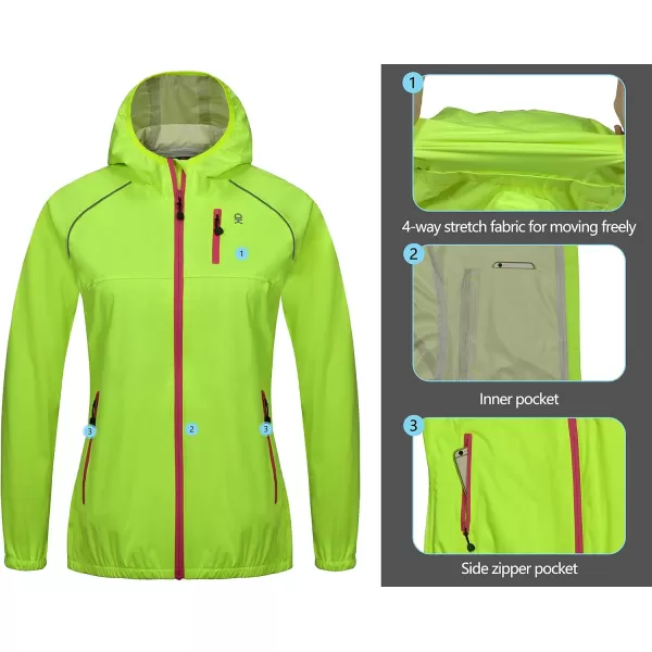 Little Donkey Andy Women's Rain Cycling Stretch Jacket with Hood, Windproof and Waterproof, Ultralight Packable
