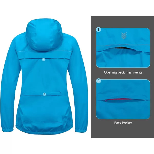 Little Donkey Andy Women's Rain Cycling Stretch Jacket with Hood, Windproof and Waterproof, Ultralight Packable