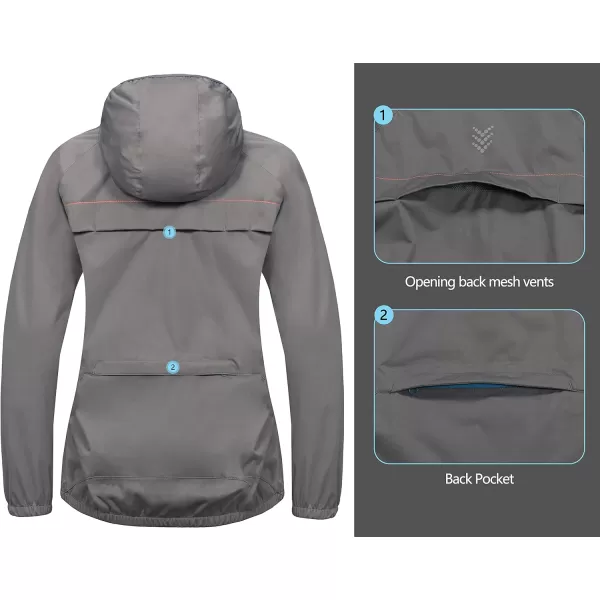 Little Donkey Andy Women's Rain Cycling Stretch Jacket with Hood, Windproof and Waterproof, Ultralight Packable