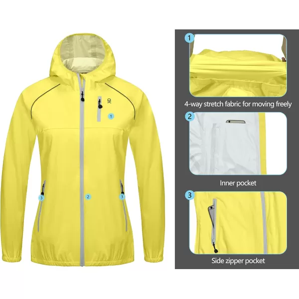 Little Donkey Andy Women's Rain Cycling Stretch Jacket with Hood, Windproof and Waterproof, Ultralight Packable