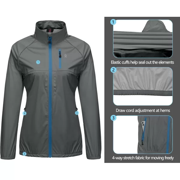Little Donkey Andy Women's Rain Cycling Stretch Jacket with Hood, Windproof and Waterproof, Ultralight Packable