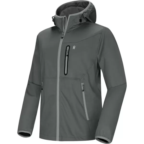 Little Donkey Andy Men's Lightweight Hooded Softshell Jacket for Running Travel Hiking, Windproof, Water Repellent