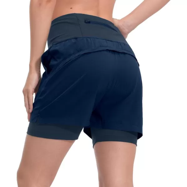 Little Donkey Andy Women's Quick-Dry Running Shorts, High Waist Stretch Workout Hiking Bicycle Athletic Shorts with Liner