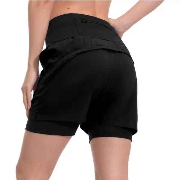 Little Donkey Andy Women's Quick-Dry Running Shorts, High Waist Stretch Workout Hiking Bicycle Athletic Shorts with Liner