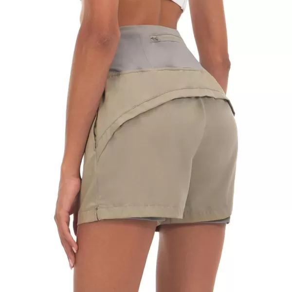 Little Donkey Andy Women's Quick-Dry Running Shorts, High Waist Stretch Workout Hiking Bicycle Athletic Shorts with Liner