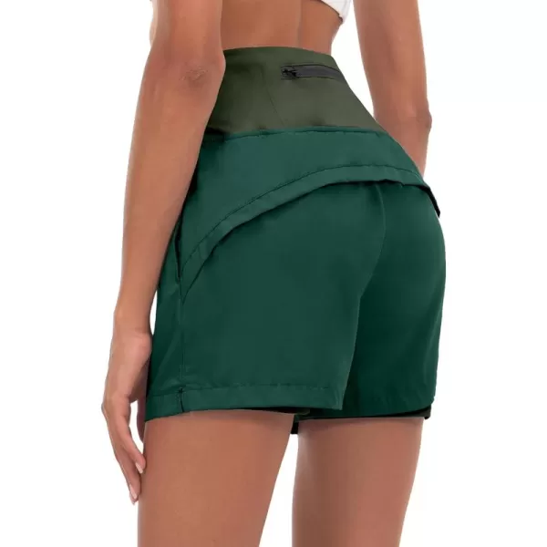 Little Donkey Andy Women's Quick-Dry Running Shorts, High Waist Stretch Workout Hiking Bicycle Athletic Shorts with Liner