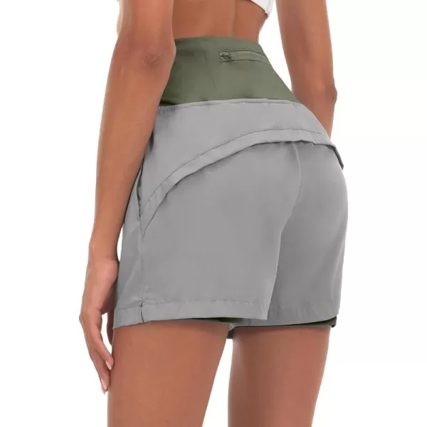 Little Donkey Andy Women's Quick-Dry Running Shorts, High Waist Stretch Workout Hiking Bicycle Athletic Shorts with Liner