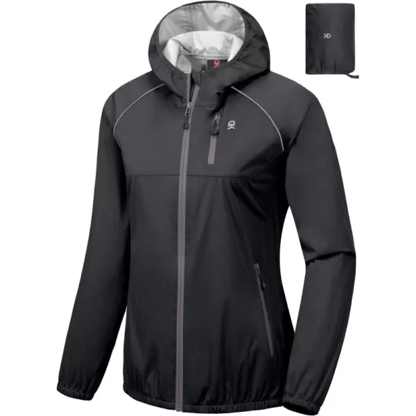 Little Donkey Andy Women's Rain Cycling Stretch Jacket with Hood, Windproof and Waterproof, Ultralight Packable