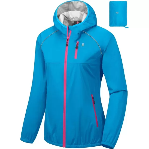 Little Donkey Andy Women's Rain Cycling Stretch Jacket with Hood, Windproof and Waterproof, Ultralight Packable