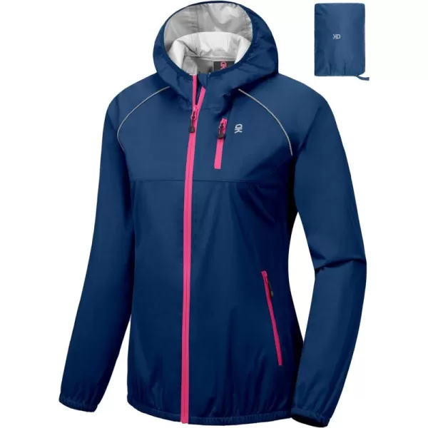 Little Donkey Andy Women's Rain Cycling Stretch Jacket with Hood, Windproof and Waterproof, Ultralight Packable
