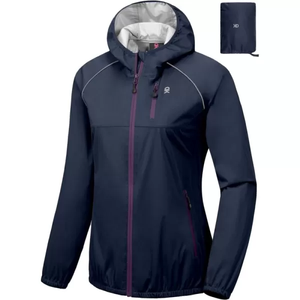 Little Donkey Andy Women's Rain Cycling Stretch Jacket with Hood, Windproof and Waterproof, Ultralight Packable