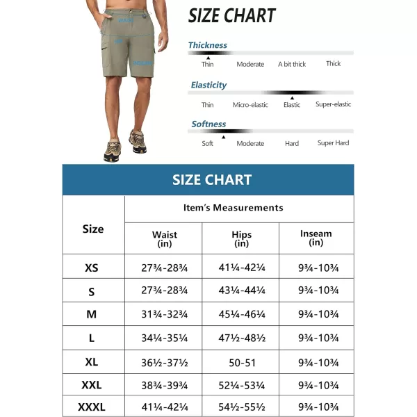 Little Donkey Andy Men's 10 Inch Quick Dry Cargo Shorts Stretch Lightweight Outdoor Hiking Shorts UPF 50