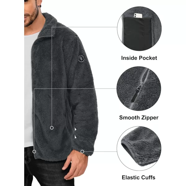 Little Donkey Andy Men's Fleece Jacket, Full Zip Insulation Winter Coat Long Sleeve
