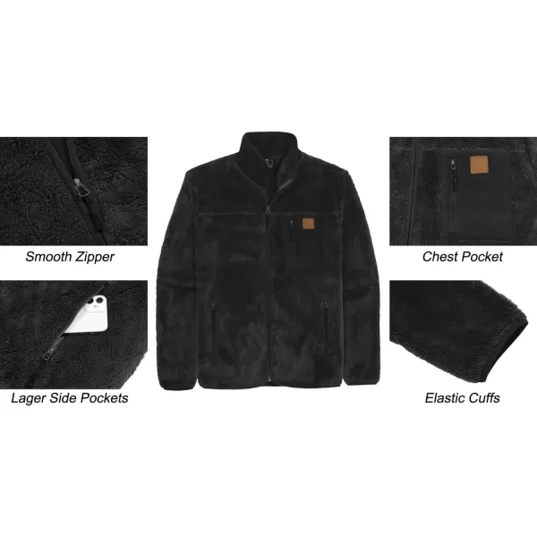 Little Donkey Andy Men's Fleece Lined Jacket Fuzzy Sherpa Full Zip Thermal Coat Lightweight Outwear for Fall Winter