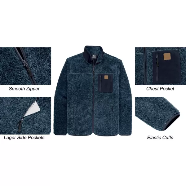 Little Donkey Andy Men's Fleece Lined Jacket Fuzzy Sherpa Full Zip Thermal Coat Lightweight Outwear for Fall Winter
