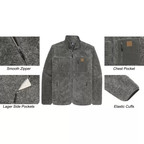 Little Donkey Andy Men's Fleece Lined Jacket Fuzzy Sherpa Full Zip Thermal Coat Lightweight Outwear for Fall Winter