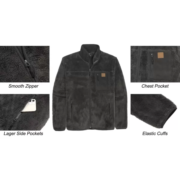 Little Donkey Andy Men's Fleece Lined Jacket Fuzzy Sherpa Full Zip Thermal Coat Lightweight Outwear for Fall Winter