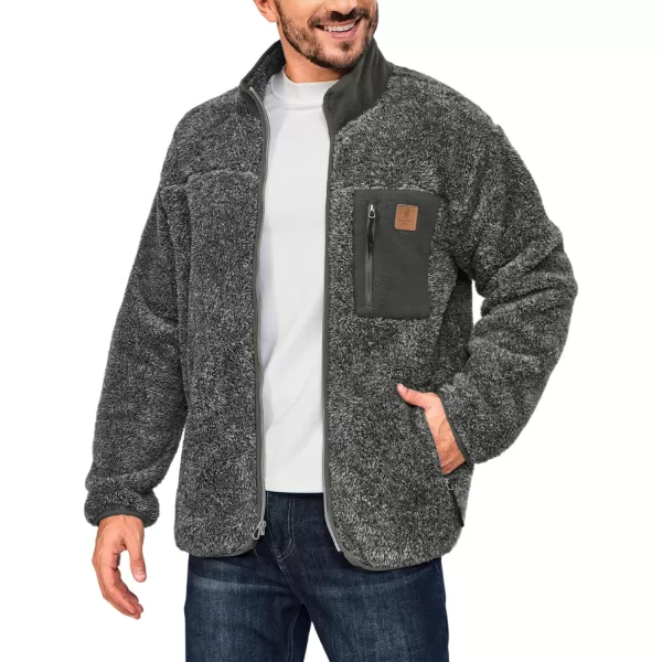 Little Donkey Andy Men's Fleece Lined Jacket Fuzzy Sherpa Full Zip Thermal Coat Lightweight Outwear for Fall Winter