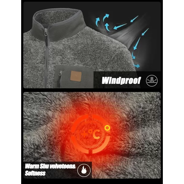 Little Donkey Andy Men's Fleece Lined Jacket Fuzzy Sherpa Full Zip Thermal Coat Lightweight Outwear for Fall Winter