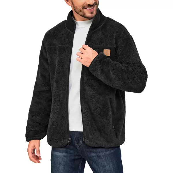 Little Donkey Andy Men's Fleece Lined Jacket Fuzzy Sherpa Full Zip Thermal Coat Lightweight Outwear for Fall Winter
