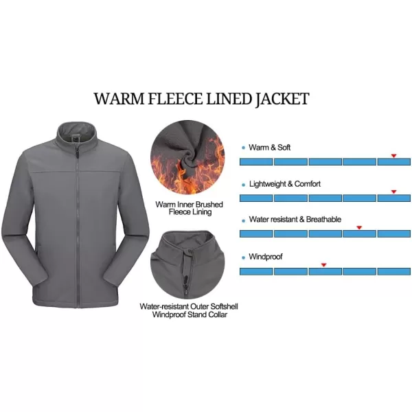 Little Donkey Andy Men's Lightweight Full Zip Softshell Jacket Long Sleeve Soft Fleece Coat for Hiking Golf