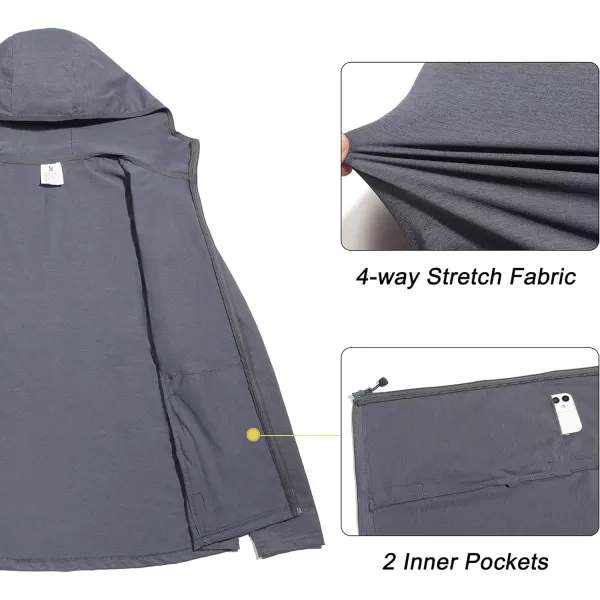 Little Donkey Andy Men's Lightweight Quick Dry Full Zip Hooded Jacket Sun Protection Breathable for Golf Hiking Running