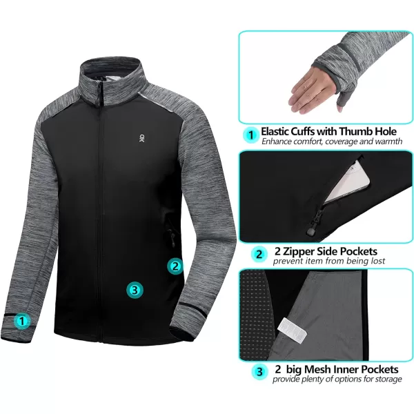 Little Donkey Andy Men's Quick Dry Warm Lightweight Running Jacket Full Zip Thermal Hybrid Thumbholes Golf Track Jacket