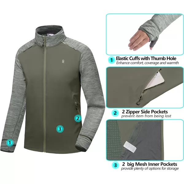 Little Donkey Andy Men's Quick Dry Warm Lightweight Running Jacket Full Zip Thermal Hybrid Thumbholes Golf Track Jacket