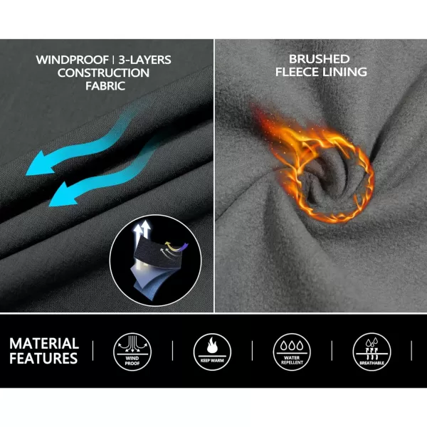 Little Donkey Andy Men's Softshell Jacket with Hood, Fleece Lined Winter Jackets for Hiking, Windproof Water-Repellent
