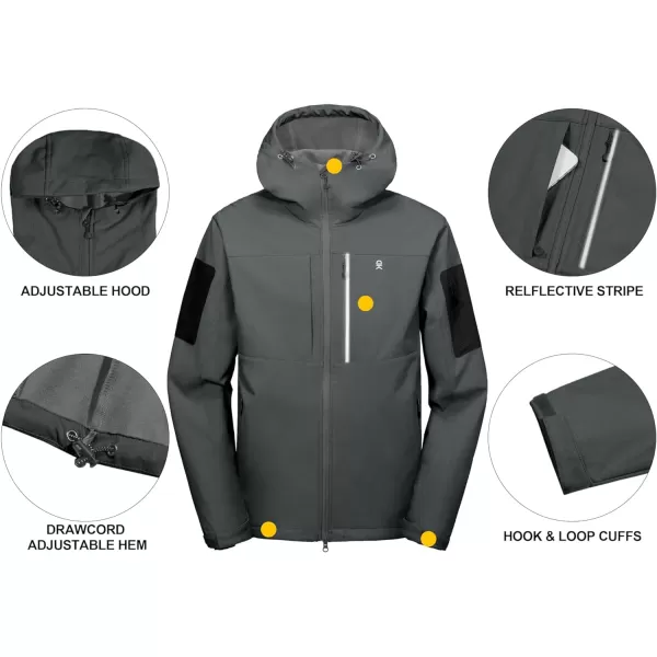 Little Donkey Andy Men's Softshell Jacket with Hood, Fleece Lined Winter Jackets for Hiking, Windproof Water-Repellent