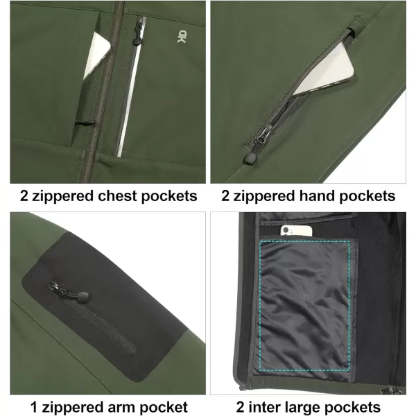 Little Donkey Andy Men's Softshell Jacket with Hood, Fleece Lined Winter Jackets for Hiking, Windproof Water-Repellent