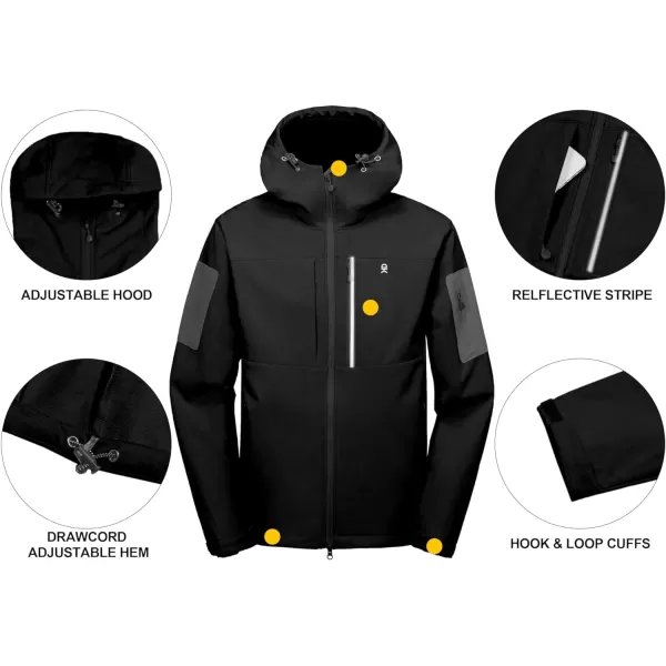 Little Donkey Andy Men's Softshell Jacket with Hood, Fleece Lined Winter Jackets for Hiking, Windproof Water-Repellent