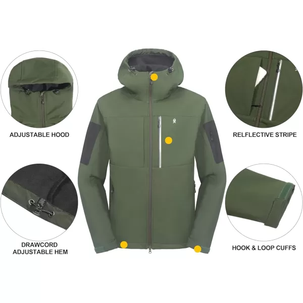 Little Donkey Andy Men's Softshell Jacket with Hood, Fleece Lined Winter Jackets for Hiking, Windproof Water-Repellent