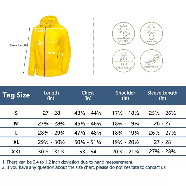 Little Donkey Andy Men’s UPF 50+ Sun Protection Jacket Packable Lightweight Full Zip Hoodie for Running Travel Outdoors