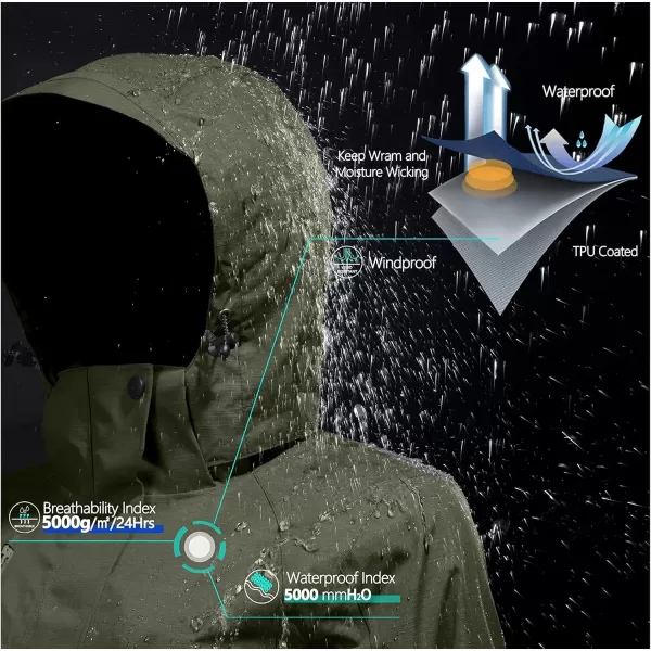 Little Donkey Andy Men's Waterproof Rain Jacket Breathable Windbreaker Coat for Ski Outdoor Hiking