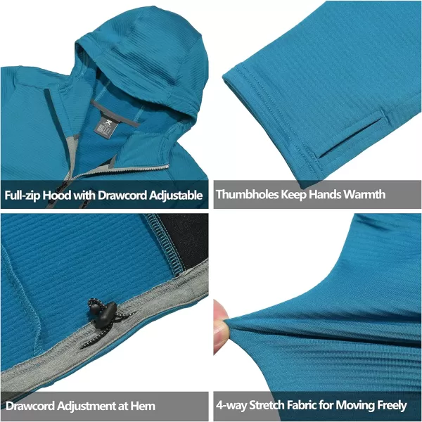 Little Donkey Andy Men's Winter Lightweight Warm Fleece Running Jacket Breathable Hooded Thermal Jacket with Thumb Holes