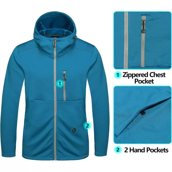 Little Donkey Andy Men's Winter Lightweight Warm Fleece Running Jacket Breathable Hooded Thermal Jacket with Thumb Holes
