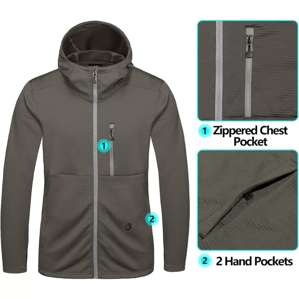 Little Donkey Andy Men's Winter Lightweight Warm Fleece Running Jacket Breathable Hooded Thermal Jacket with Thumb Holes