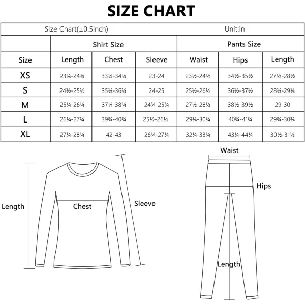 Little Donkey Andy Women's Fleece Lined Thermals Underwear Set Base Layer Long Johns Cold Weather Top Bottom