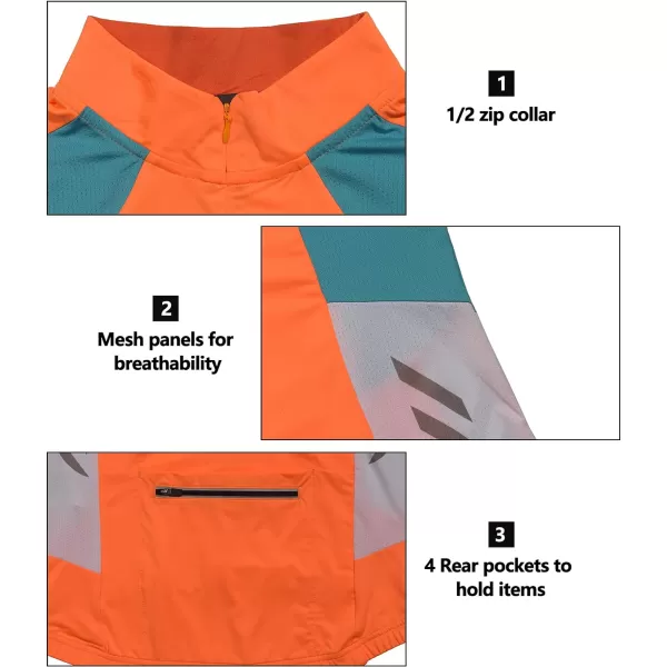 Little Donkey Andy Women's Half Zip Cycling Jerseys Long Sleeve Bike Shirts Running Hiking Breathable 4 Rear Pockets