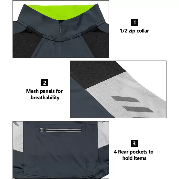 Little Donkey Andy Women's Half Zip Cycling Jerseys Long Sleeve Bike Shirts Running Hiking Breathable 4 Rear Pockets