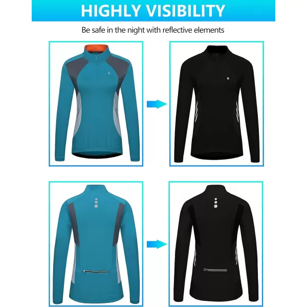 Little Donkey Andy Women's Half Zip Cycling Jerseys Long Sleeve Bike Shirts Running Hiking Breathable 4 Rear Pockets