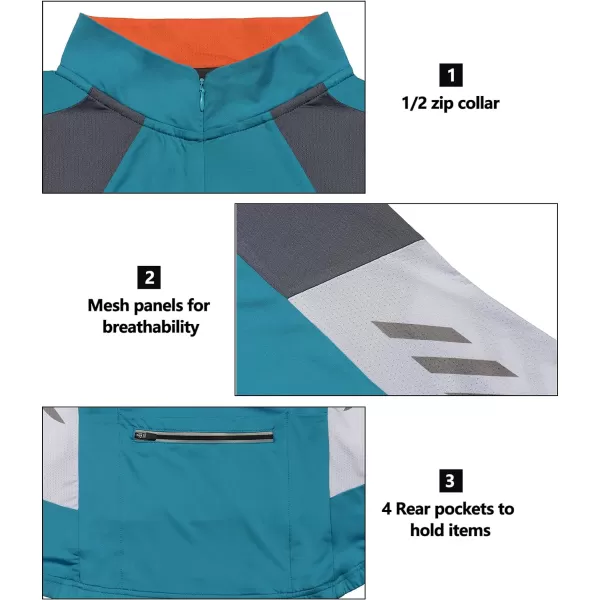 Little Donkey Andy Women's Half Zip Cycling Jerseys Long Sleeve Bike Shirts Running Hiking Breathable 4 Rear Pockets