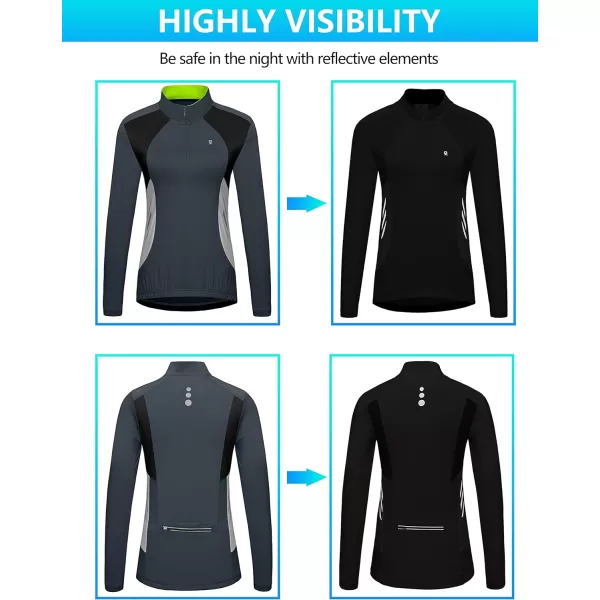 Little Donkey Andy Women's Half Zip Cycling Jerseys Long Sleeve Bike Shirts Running Hiking Breathable 4 Rear Pockets