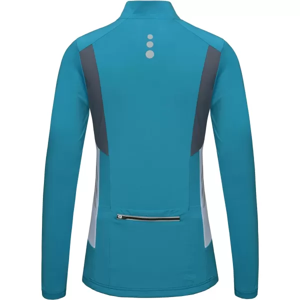 Little Donkey Andy Women's Half Zip Cycling Jerseys Long Sleeve Bike Shirts Running Hiking Breathable 4 Rear Pockets
