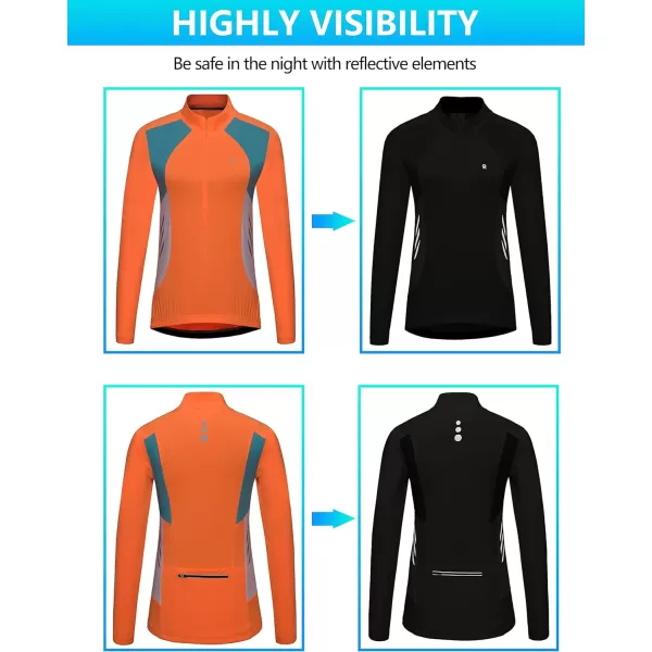 Little Donkey Andy Women's Half Zip Cycling Jerseys Long Sleeve Bike Shirts Running Hiking Breathable 4 Rear Pockets