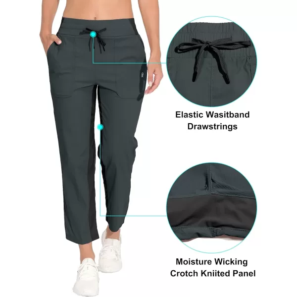 Little Donkey Andy Women's Lightweight Capri Pants Stretch Quick Dry Golf Pants Elastic Waist with Drawstring for Hiking