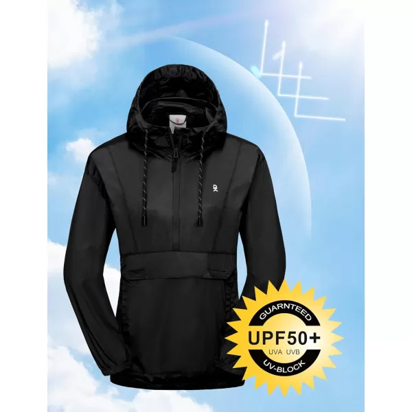 Little Donkey Andy Women's Packable Windbreaker UPF50+, Water-Repellent Half Zip Pullover Light Jacket Quick-Dry
