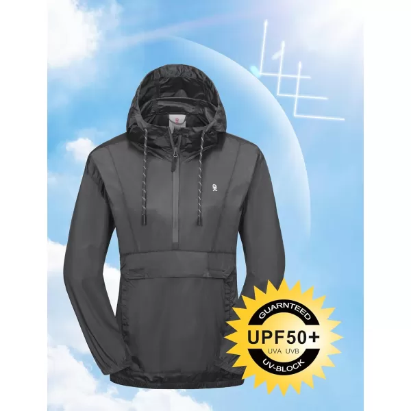 Little Donkey Andy Women's Packable Windbreaker UPF50+, Water-Repellent Half Zip Pullover Light Jacket Quick-Dry