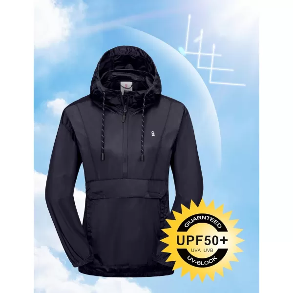 Little Donkey Andy Women's Packable Windbreaker UPF50+, Water-Repellent Half Zip Pullover Light Jacket Quick-Dry